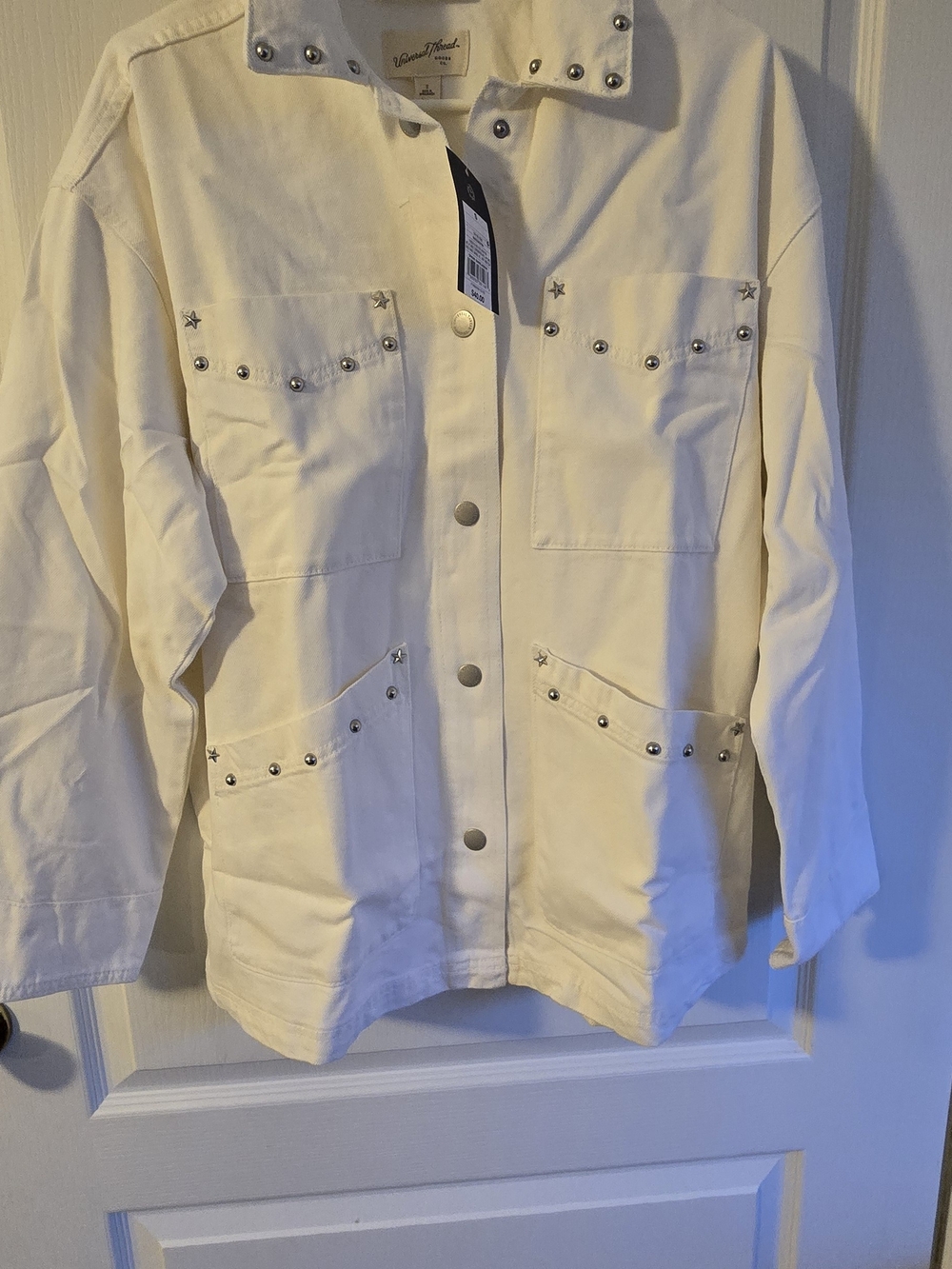 Universal Thread Ivory Stud-Detail Lightweight Shirt Jacket